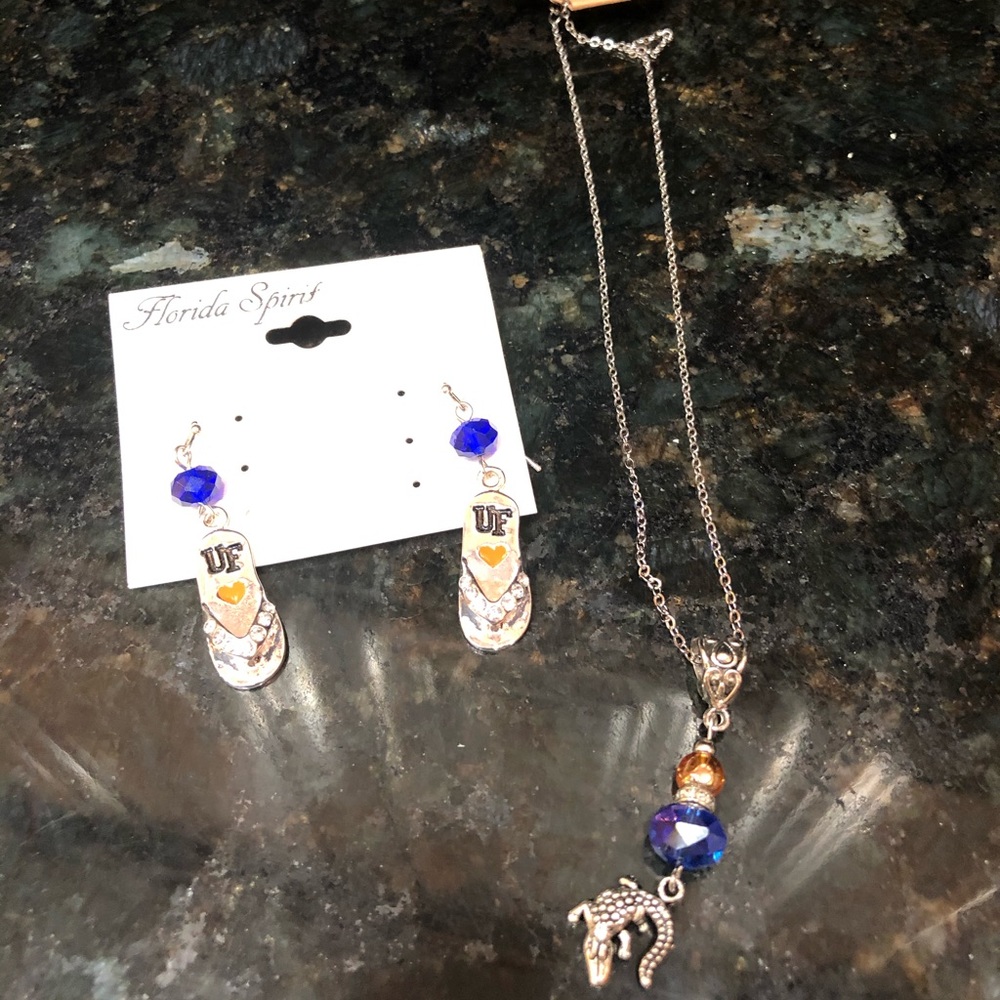 Florida Gator Necklace and earring set